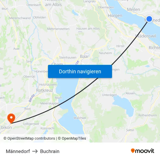 Männedorf to Buchrain map