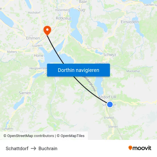 Schattdorf to Buchrain map