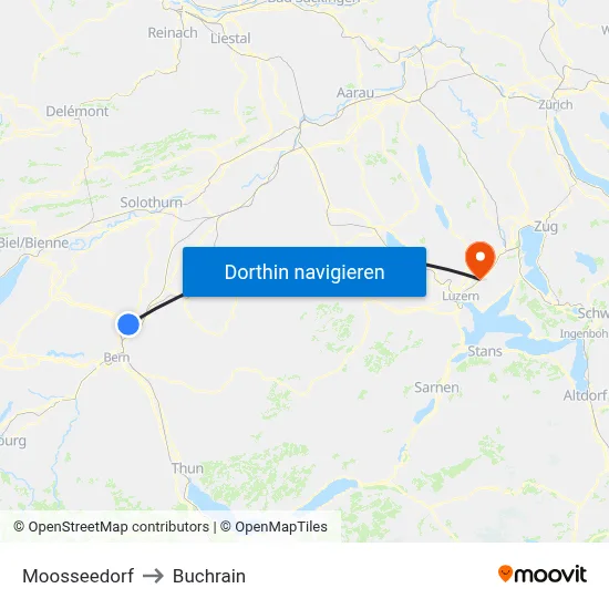 Moosseedorf to Buchrain map