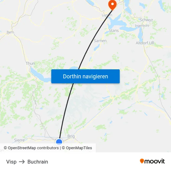 Visp to Buchrain map