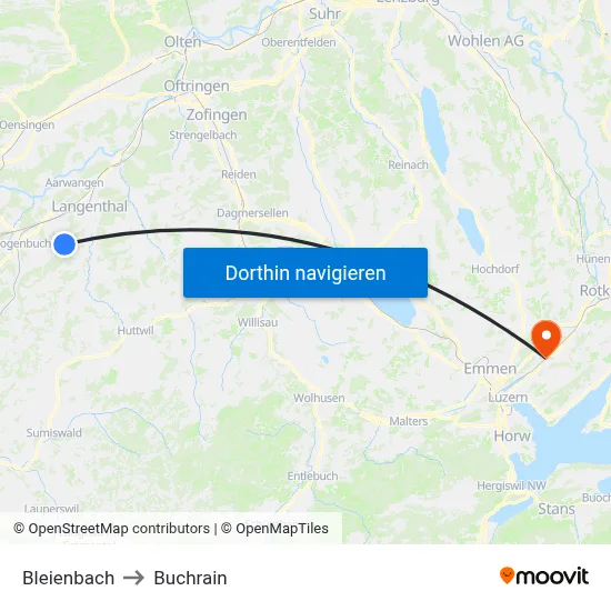 Bleienbach to Buchrain map