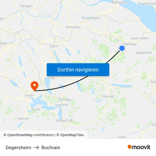 Degersheim to Buchrain map