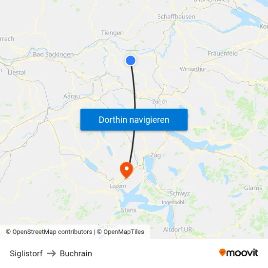 Siglistorf to Buchrain map
