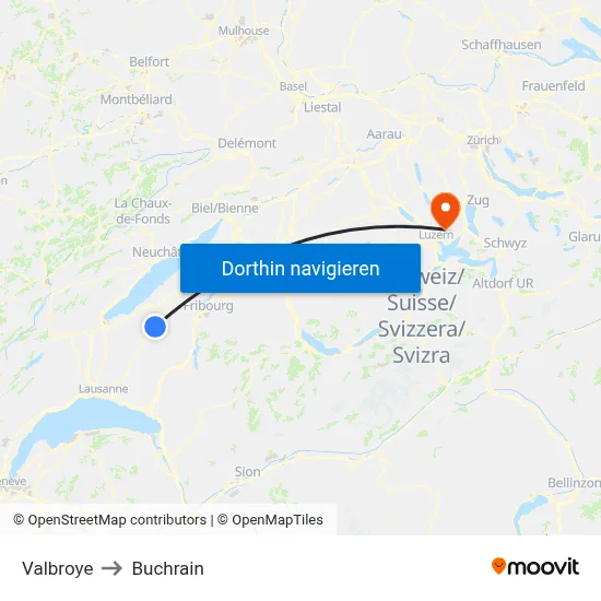 Valbroye to Buchrain map