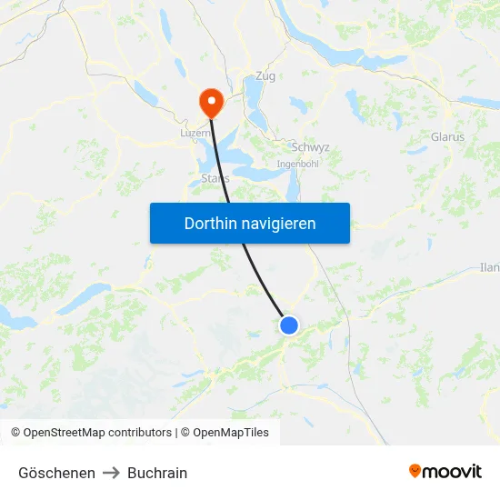 Göschenen to Buchrain map