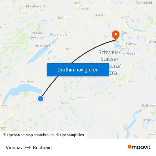 Vionnaz to Buchrain map