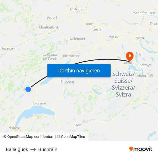 Ballaigues to Buchrain map