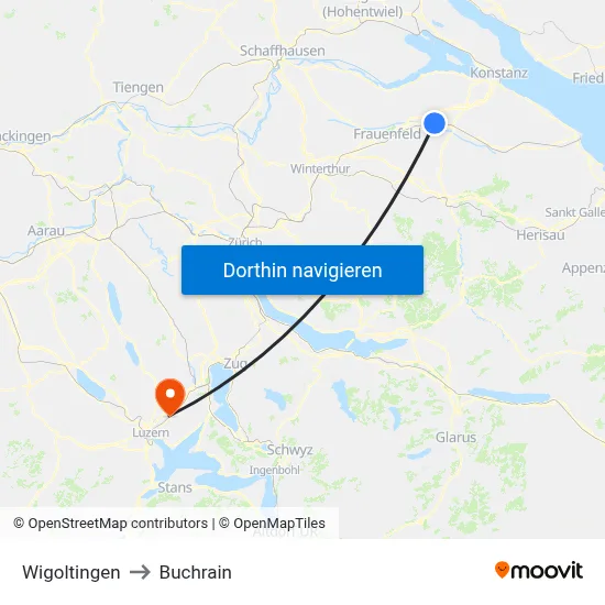 Wigoltingen to Buchrain map