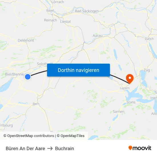 Büren An Der Aare to Buchrain map