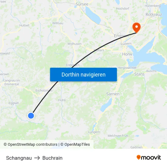 Schangnau to Buchrain map