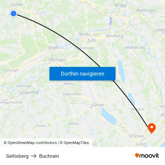Seltisberg to Buchrain map