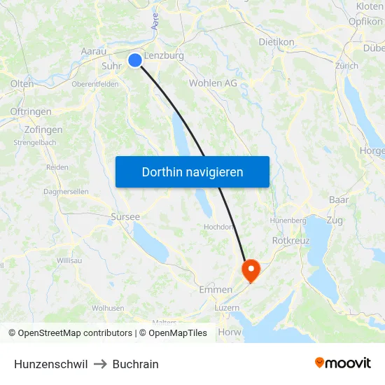 Hunzenschwil to Buchrain map