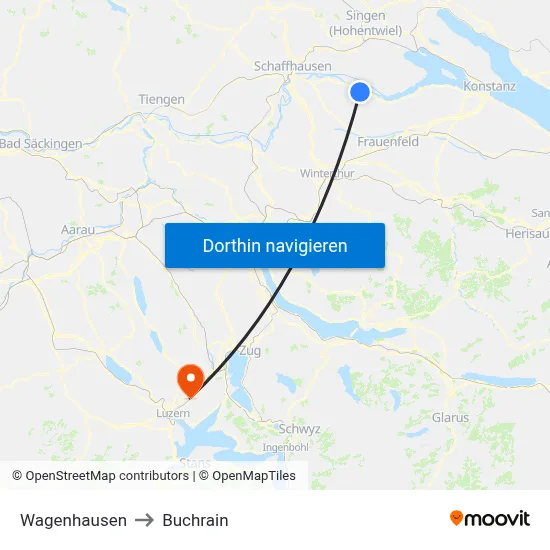 Wagenhausen to Buchrain map