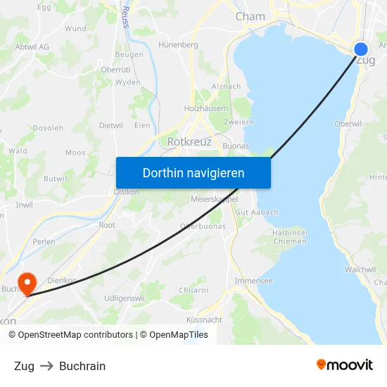 Zug to Buchrain map