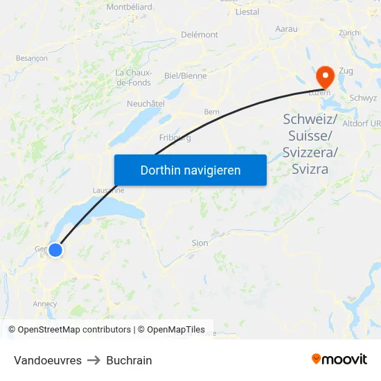 Vandoeuvres to Buchrain map