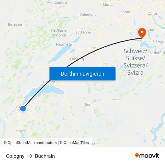 Cologny to Buchrain map