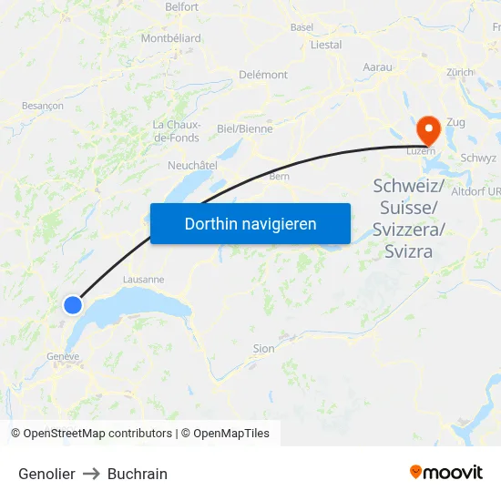 Genolier to Buchrain map
