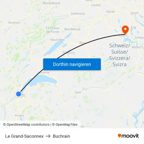 Le Grand-Saconnex to Buchrain map