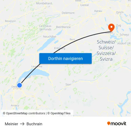 Meinier to Buchrain map
