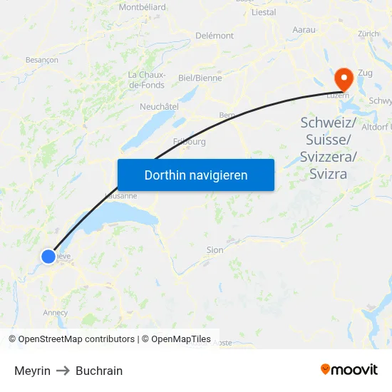 Meyrin to Buchrain map