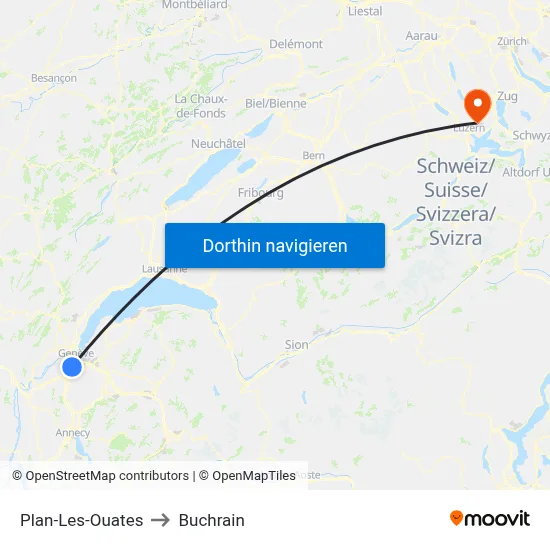 Plan-Les-Ouates to Buchrain map