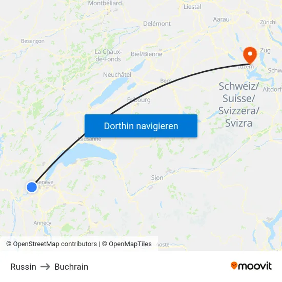 Russin to Buchrain map