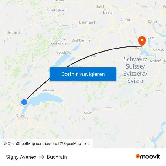 Signy-Avenex to Buchrain map