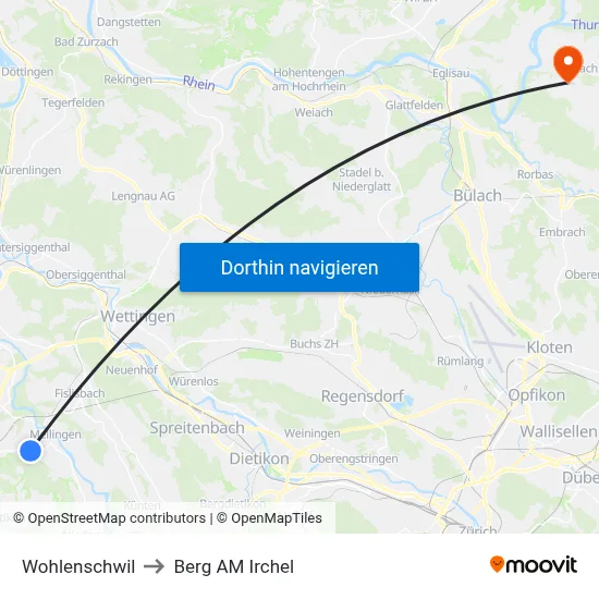 Wohlenschwil to Berg AM Irchel map
