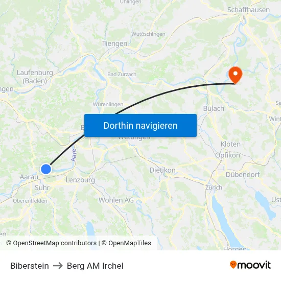 Biberstein to Berg AM Irchel map