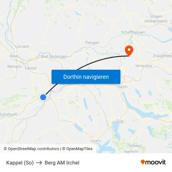 Kappel (So) to Berg AM Irchel map