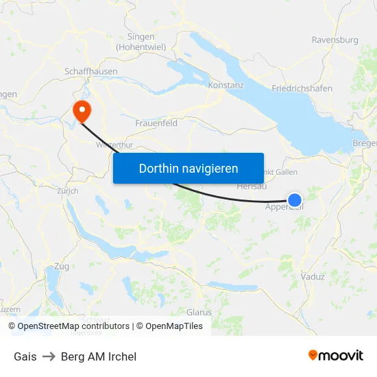 Gais to Berg AM Irchel map