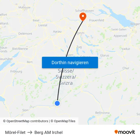 Mörel-Filet to Berg AM Irchel map
