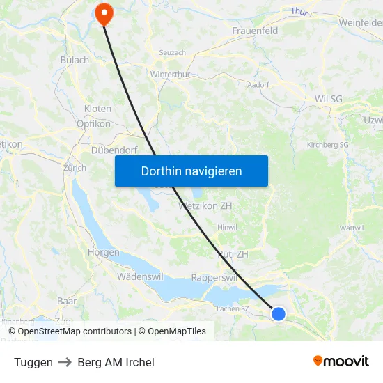 Tuggen to Berg AM Irchel map