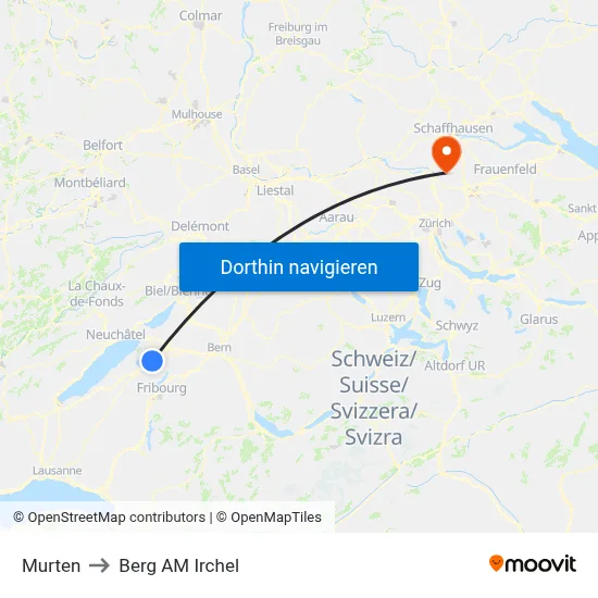 Murten to Berg AM Irchel map