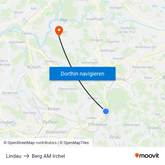 Lindau to Berg AM Irchel map