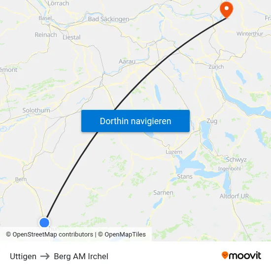 Uttigen to Berg AM Irchel map