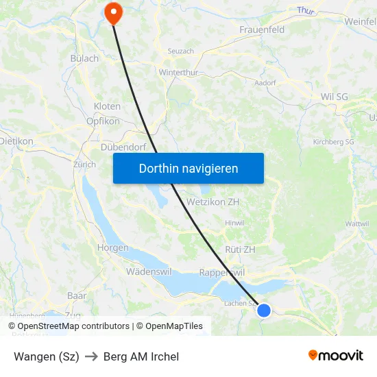Wangen (Sz) to Berg AM Irchel map