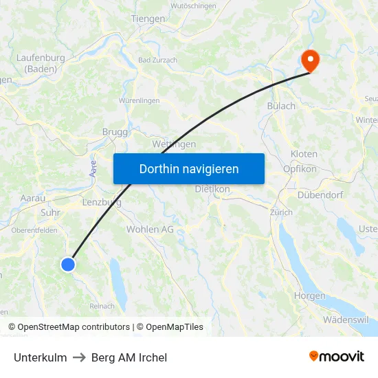 Unterkulm to Berg AM Irchel map