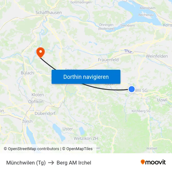 Münchwilen (Tg) to Berg AM Irchel map