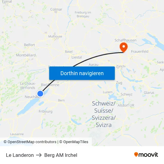 Le Landeron to Berg AM Irchel map