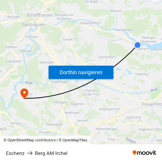 Eschenz to Berg AM Irchel map
