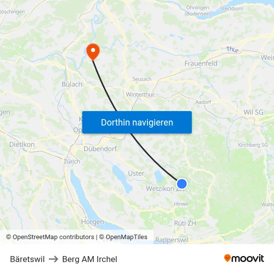 Bäretswil to Berg AM Irchel map