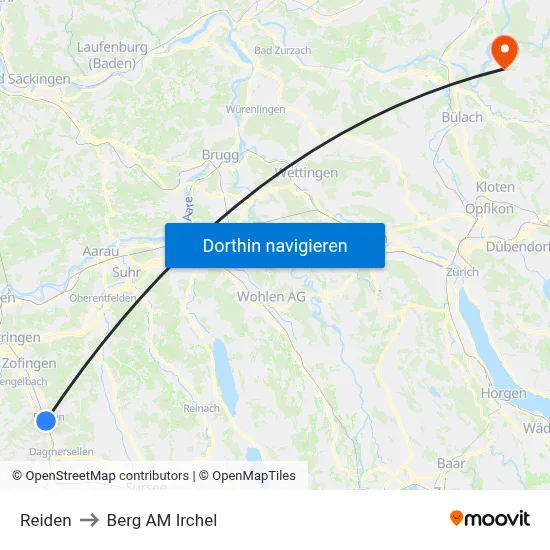 Reiden to Berg AM Irchel map