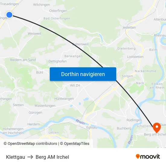 Klettgau to Berg AM Irchel map