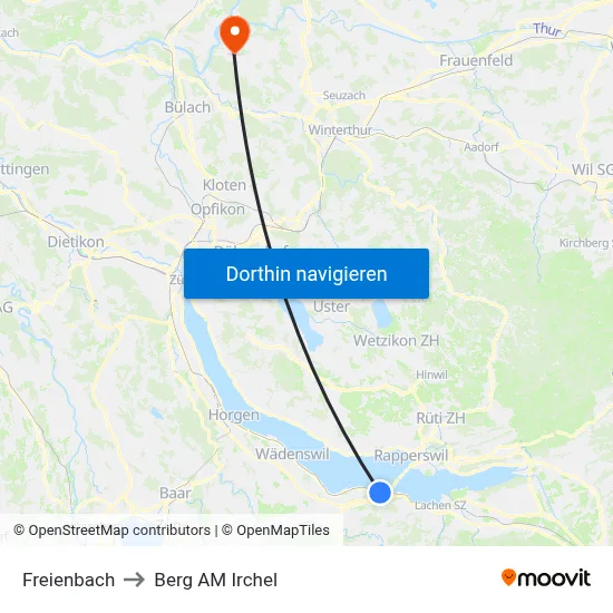 Freienbach to Berg AM Irchel map
