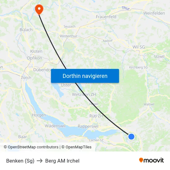 Benken (Sg) to Berg AM Irchel map