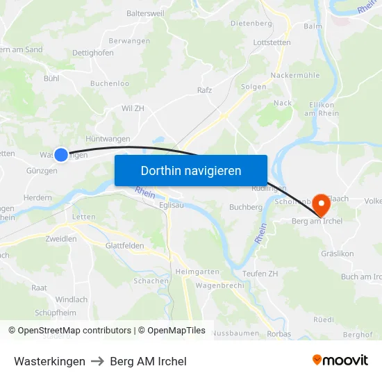 Wasterkingen to Berg AM Irchel map