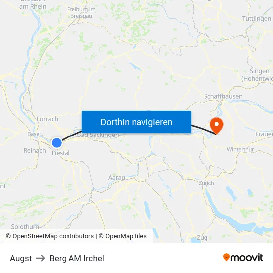 Augst to Berg AM Irchel map