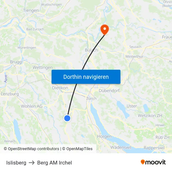 Islisberg to Berg AM Irchel map