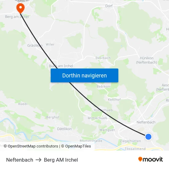 Neftenbach to Berg AM Irchel map